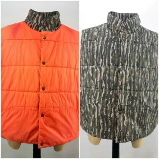 Vintage Gamehide Hunting Vest Mens Xl Camo Blaze Orange Reversible
