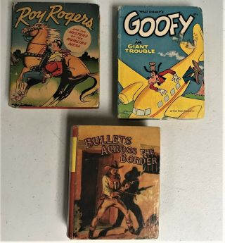 3 Little Books - Roy Rogers,  Goofy,  Billy The Kid Story Big Better