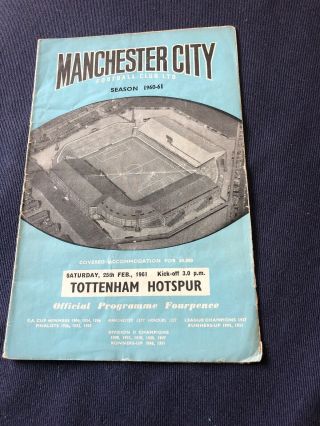 Manchester City V Tottenham Hotspur Double Season 1960 - 61 Football Programme
