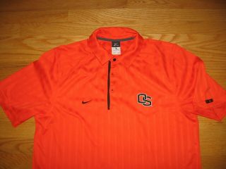 Oregon State Beavers Ncaa Sewn On Patch Orange Polo Shirt By Nike Dri - Fit