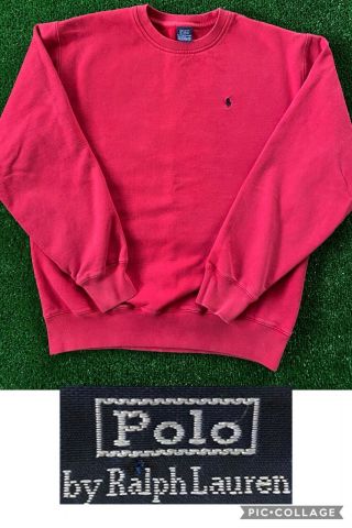 Vtg Polo Ralph Lauren Crewneck Pullover Sweatshirt Red Men’s Size M/l Early 90s