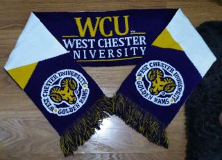 Wcu West Chester University Golden Rams Rare Purple Yellow Fringe Winter Scarf