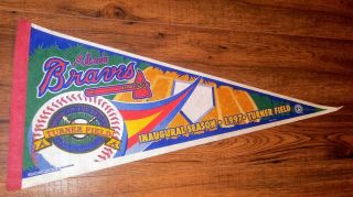 Atlanta Braves Pennant Flag Turner Field Inaugural Season Wincraft Usa Vintage