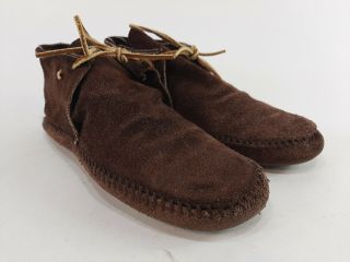 Vintage Brown Suede Leather Soft Sole Moccasins Booties Women 