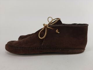 Vintage Brown Suede Leather Soft Sole Moccasins Booties Women ' s Size 8 3