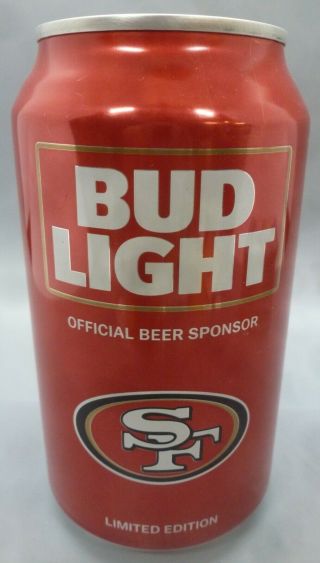 Budweiser Bud Light 2016 Nfl Kickoff Beer Can San Francisco 49ers Bottom Opened