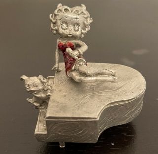 Rare Vintage Pewter Glitter Betty Boop On Baby Grand Kfs/fs Numbered