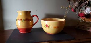 Terre E Provence - Vintage French Pottery Pitcher & Bowl Set With Authentication