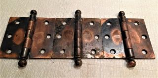 Three Vintage Copper - Flashed Door Hinges By Mckinney 3 1/2 " By 3 1/2 "