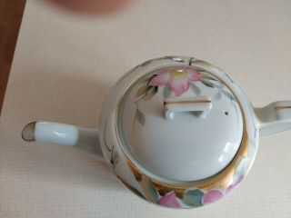 Vintage Noritake China Porcelain Tea Pot w/ Cover Lid,  Pink Azalea Pattern Japan 2