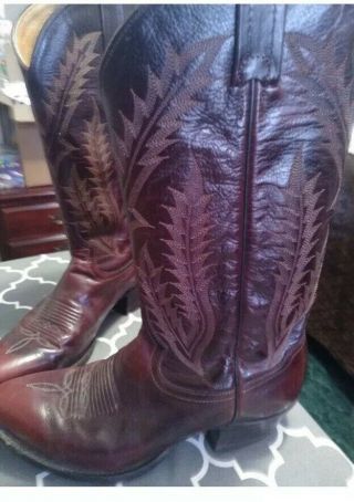 Vintage Tony Lama Ostrich Belly Brown Fancy Leather Cowboy Boots Men 