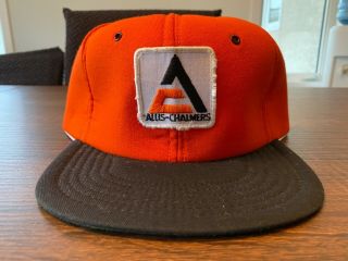 Vintage Allis - Chalmers Snapback Trucker Hat Cap Orange Patch Htf