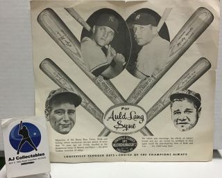 Vintage Louisville Slugger Add Babe Ruth,  Lou Gerihg,  Mickey Mantle 1950’s