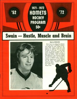 1971 Fort Wayne Komets Vs Dayton Gems Ihl Hockey Program With Garry Swain Cover