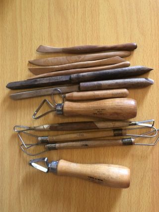 Vintage Clay Sculpting Modeling Tools Wood / Wire Loop Dick Kemper 3