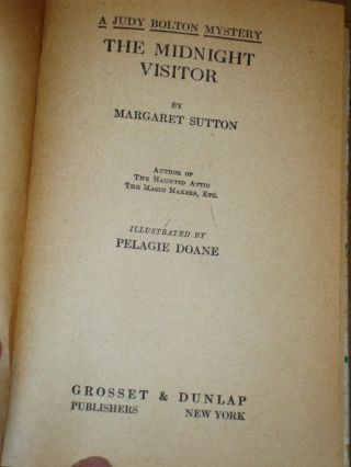 A Judy Bolton Mystery “The Midnight Visitor” by Margaret Sutton 1939 HC DJ 3