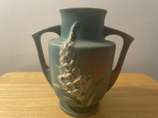 Vintage Roseville Pottery Foxglove Double Handle Vase 46 - 7”