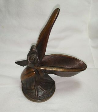 Vintage Art Deco Metal Pelican Ash Tray