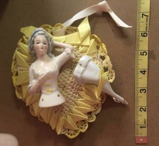 Antique Pincushion Half Doll With Legs - Porcelain Victorian Lady - Germany