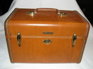 Vintage Samsonite Luggage Camel Brown Train/makeup Case W/key Style 4612