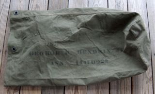 Estate Find Vintage 1943 Us Army Wwii Canvas Duffle Bag Named Soldier Hendrix