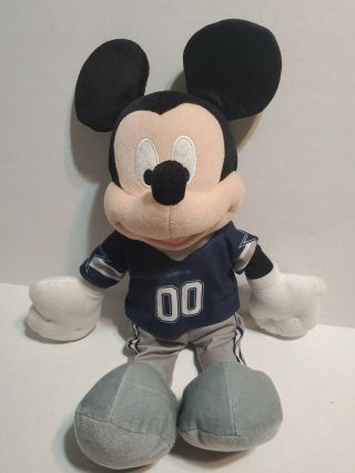 Disney Nfl Dallas Cowboys Mickey Mouse Stuffed Plush 00 Football Uniform 17 "