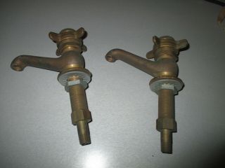 Antique Vintage Heavy Brass Faucets With Hot And Cold Marks Really Tub Sink
