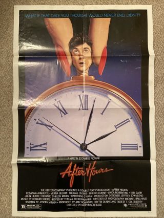After Hours 1985 One Sheet Movie Poster Vintage Scorsese 27x41 Folded