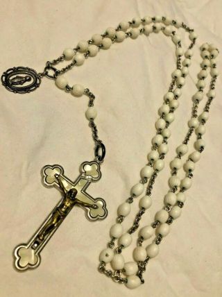 Gorgeous Rare Vintage Nuns Personal White Habit Rosary W/ Sisters Name