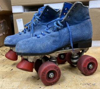 Vintage Blue Size 6m Quad Roller Skates Hang Ten Wheels