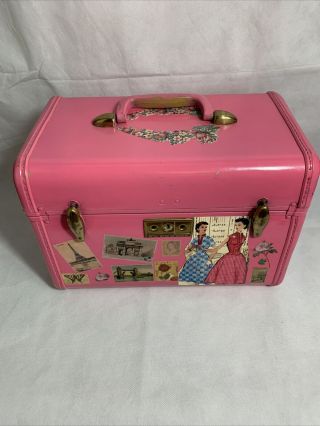 Vintage Samsonite Streamlite Pink Marble Hard Train Case Travel Cosmetic Luggage