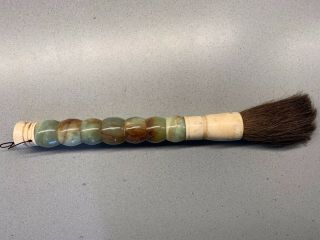 Vintage Jade Chinese Calligraphy Brush with Bone and Horse Hair 3