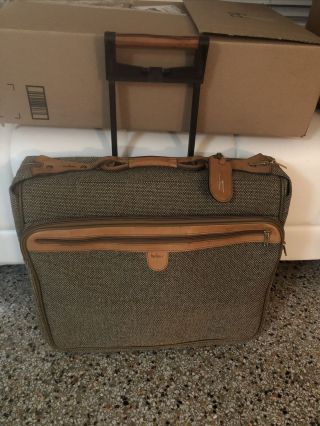 Vtg Hartmann 22 Deluxe Mobile Traveler Tweed Leather Rolling Suitcase Once
