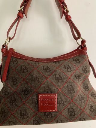 Vintage Dooney & Bourke Red Leather And Canvas Hand Bag/purse