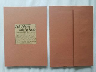 Vintage Boxing Jack Johnson Clipping Mounted On Card W/ Envelope 1921