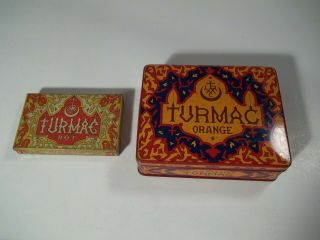 2 - Vintage Empty Tobacco Tins Turmac Orange And Turmac Rot Cigarette Tins