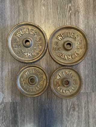 Vintage Weider Standard Weight Plates 2 - 10s 2 - 5s
