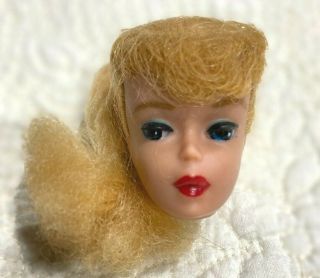 Vintage 6 Blonde Ponytail Barbie Doll Head W/ex Repair Of Necksplit