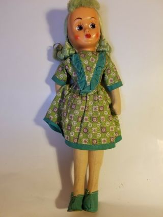 Vintage A.  D.  Sutton & Sons Imports Doll Style Mask Face Cloth Body Green Hair