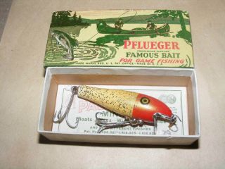 Vintage 2 - 3/4 Ce Pflueger Palomine Red Head,  White Body W/ Spark In 2pc Box