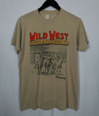 Vintage Wild West Supply & Clothing Co Wyoming 5050 Soft Thin 80s T - Shirt Hawaii