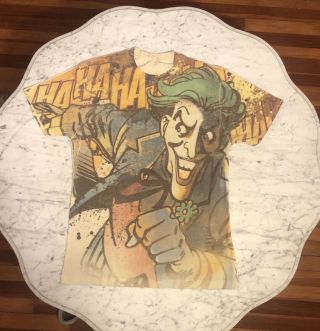 Vintage The Joker T Shirt All Over Print 1991 Dc Comics Size Small