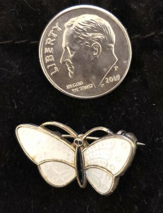 Vintage David Anderson Norway Sterling Silver 925S Butterfly Brooch White Enamal 3