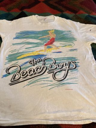 Vintage 1989 T - Shirt The Beach Boys Surf Band Large Single Stitch Tee Usa Hanes