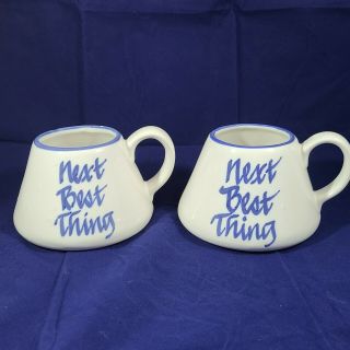 Set Of 2 Vintage " Next Best Thing " Wide Bottom Travel Mugs