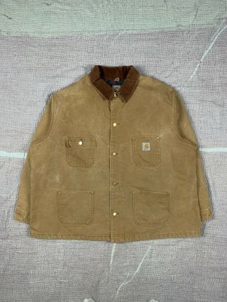 Vintage Carhartt Chore Coat Blanket Lined Jacket Sz 58