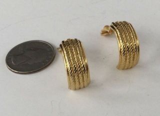 Vintage Givenchy Gold Tone Half Hoop Clip Earrings
