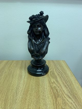 Vintage Bronze Bust Statue 10in Tall