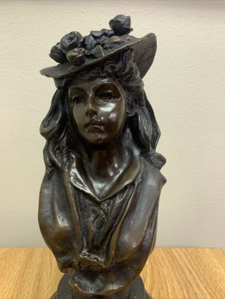 Vintage Bronze Bust Statue 10in Tall 2
