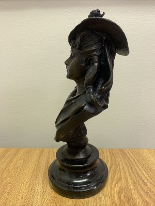 Vintage Bronze Bust Statue 10in Tall 3